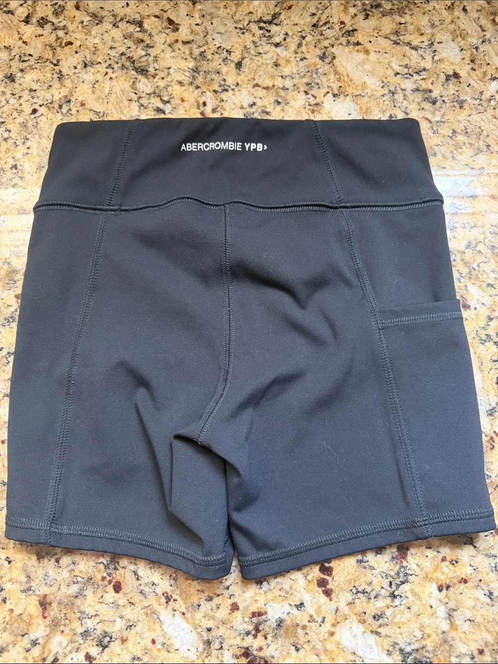 abercrombie kids Black High-Rise Bike Shorts with Side Pocket